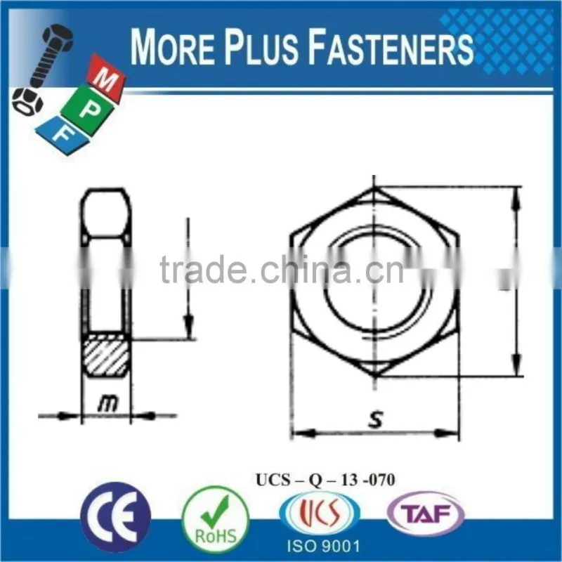 Made in Taiwan DIN 936 Thin Hexagon Nut DIN 936