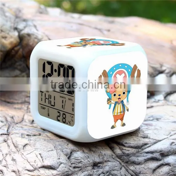 (High Quality)One Piece Colorful Clock Luffy LED Desk clock,Alarm Digital Clock,DIY Clock