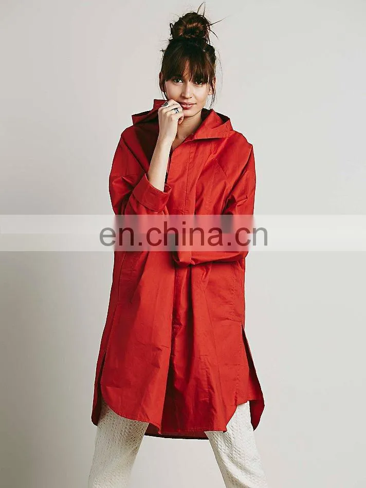 Orange color dolphin hem ladies anorak,fashion woman jacket, hoody jacket fashion