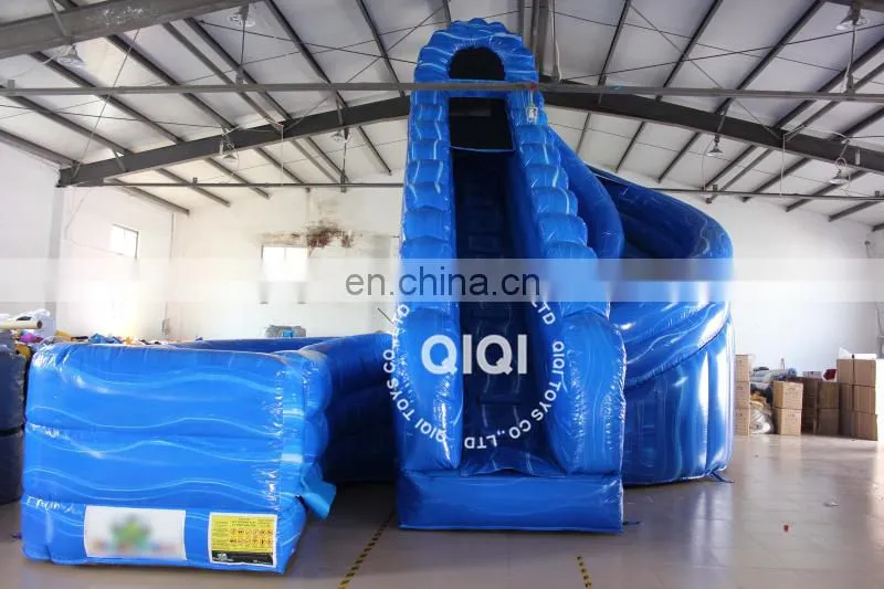 Valcano bule corkscrew inflatable water slide with pool for kids