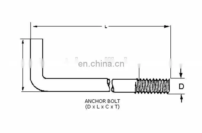 High Strength Foundation Bolt L Type Anchor Bolt / Right Angle Bolt