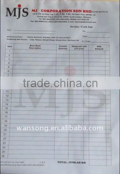 Proforma invoice printing book
