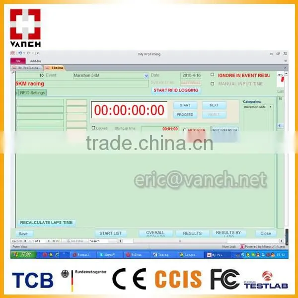 UHF RFID Timing Software for sport race