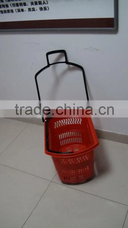 made in China rolling plastic supermarket basket with wheels