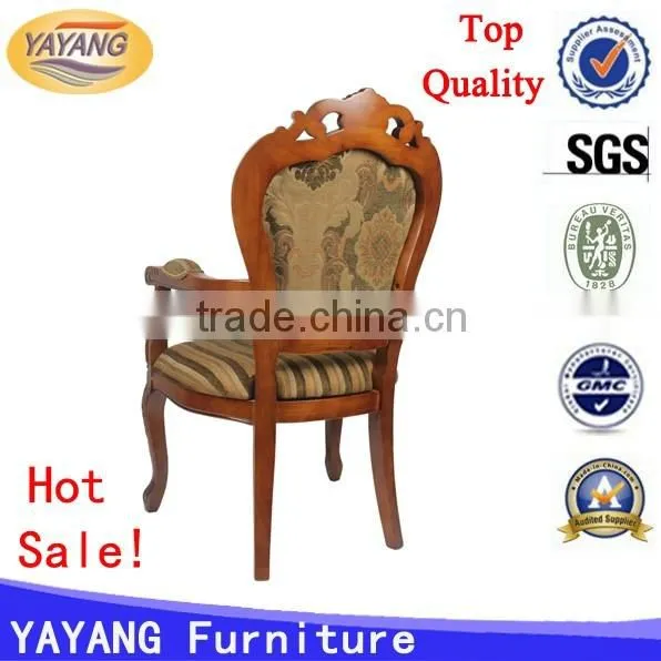 Factory manufacturer hand carved comfortable backrest dining French antique wooden chair pictures in hotel reception