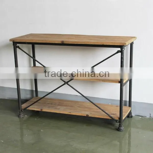 AF-901 Metal Frame Reclaimed wood furniture Pine Console Table