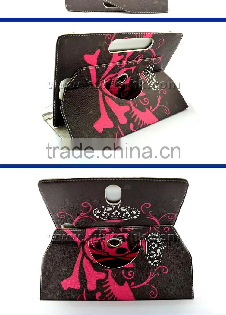 Printed Skull Rotating Tablet Case For Kindle Fire
