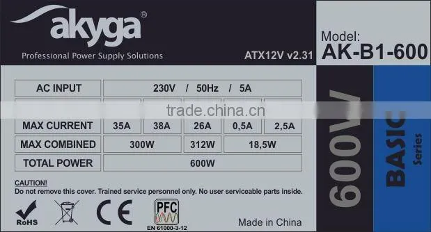 Power Supply AK B1 600W PSU