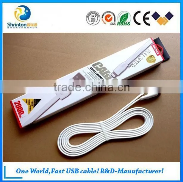 Hot selling Remax Full speed Micro USB Flat USB charging cable for iPhone5s/6/6s