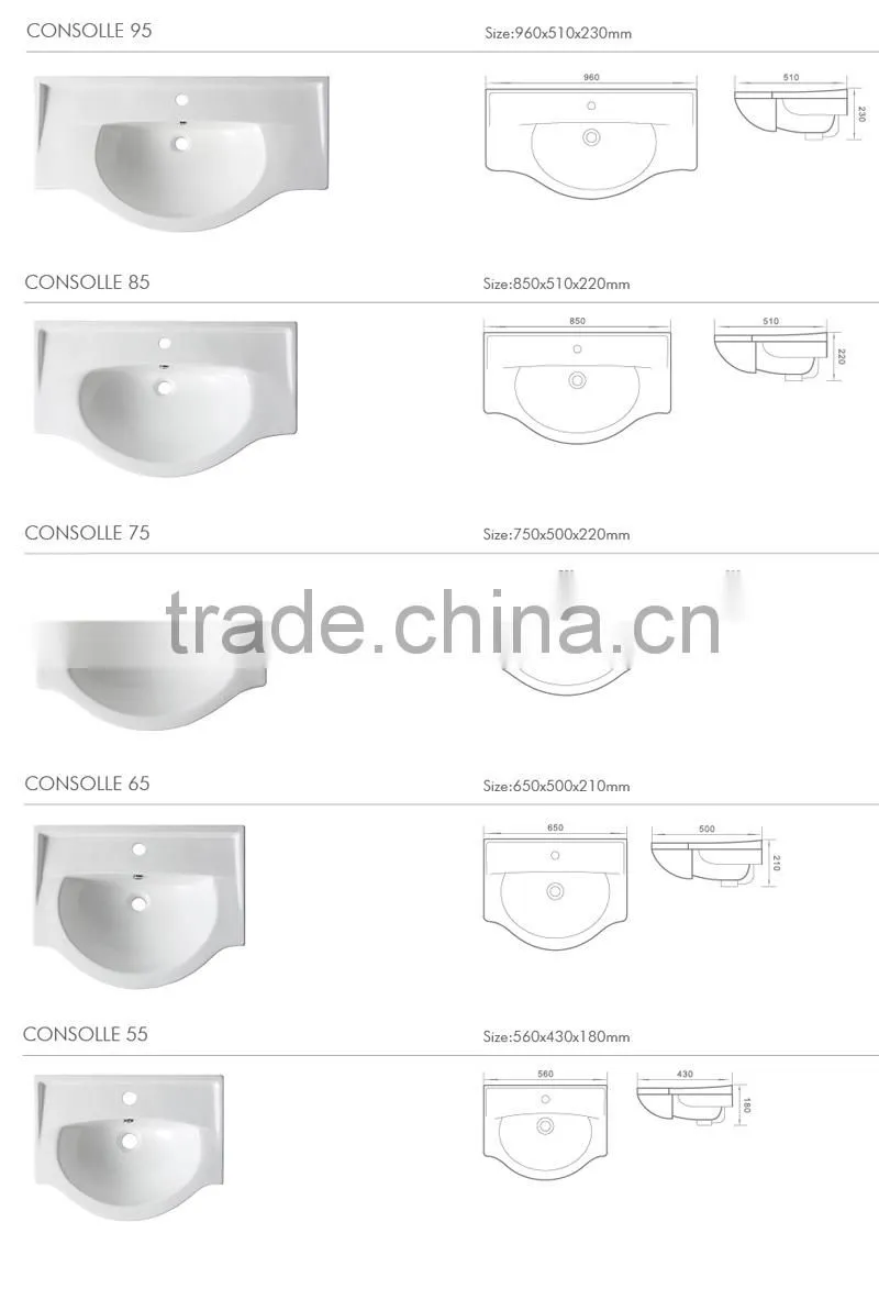 CONSOLLE many size bathroom sink ceramic wash basin