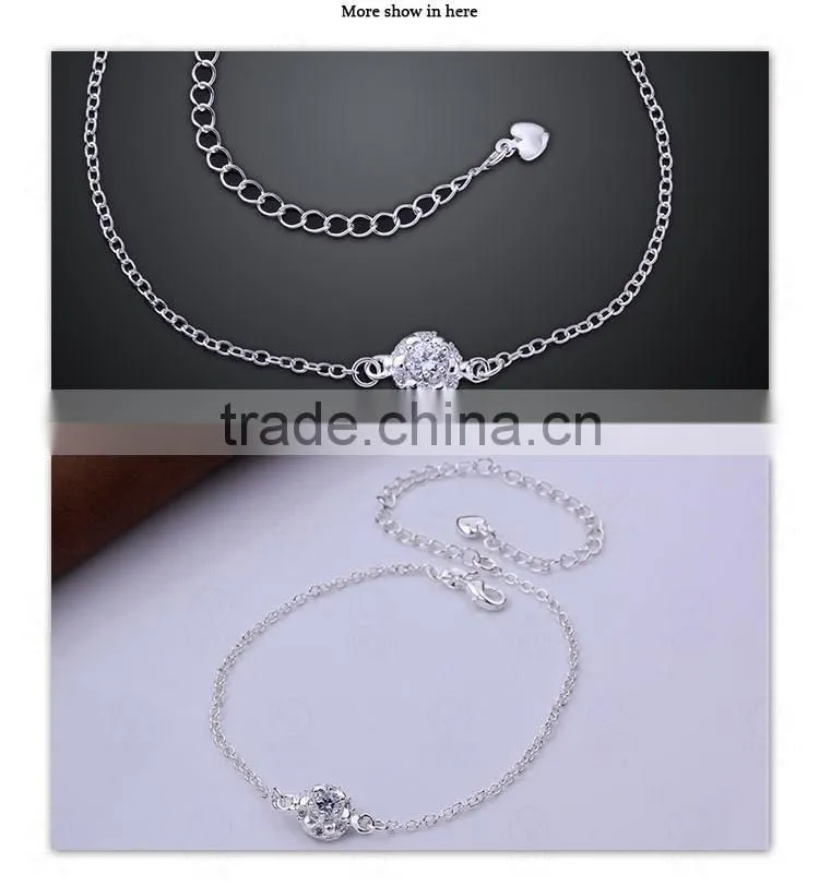 China Supplier Mixed Styles Silver Plating Fashion Jewelry Stone Anklet