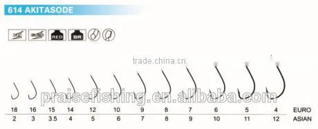 Red/Brown Paint High carbon steel hooks PR-614 AKITASODE wholesale fishing hook