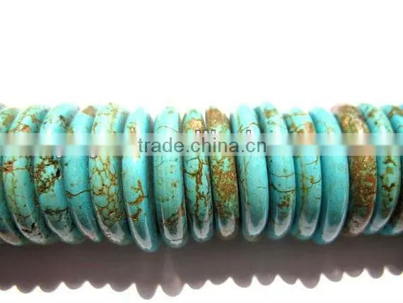 TB0425 Blue turquoise heishi beads,blue howlite rondelle beads