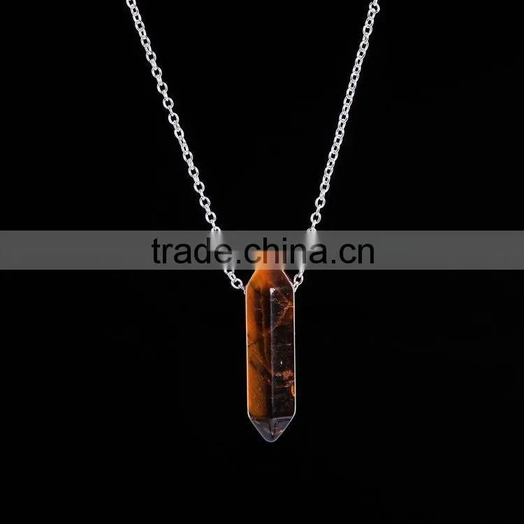 2016 Trendy Hot Style Natural Stone Gold Plated Bullet Necklace SMJ0137