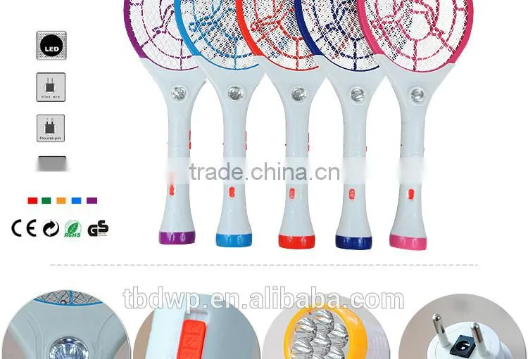 Mosquito racket manufactory rechargeable mosquito swatter with torch TB2012