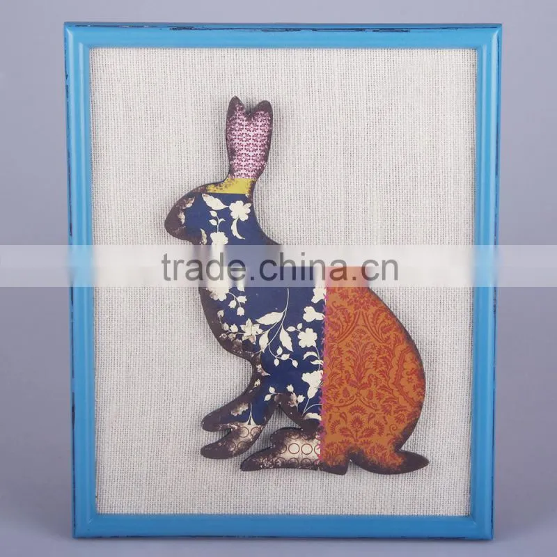 hanging wall art with the 3D color rabbit with the fabric background