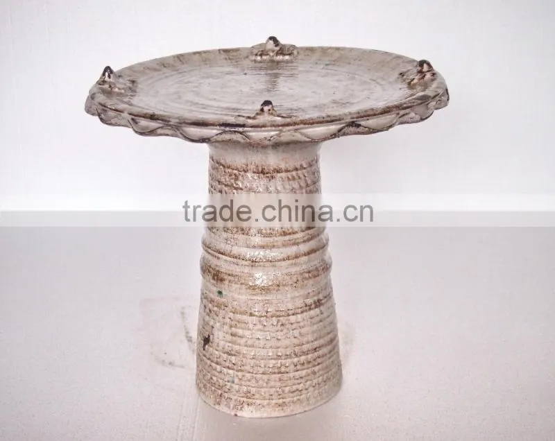 Porcelain Birdbath as Water Container in Garden