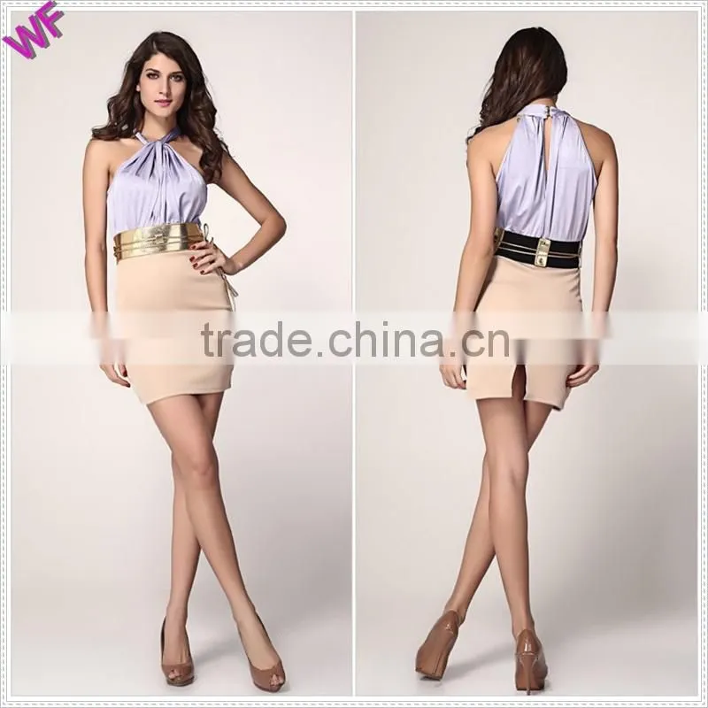 Custom Made Halter Bodycon Dress with Belt