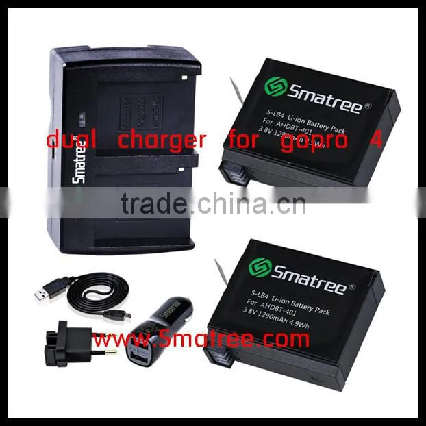 Smatree 3-channel charger & Smatree camera battery for go pro 4 camera battery