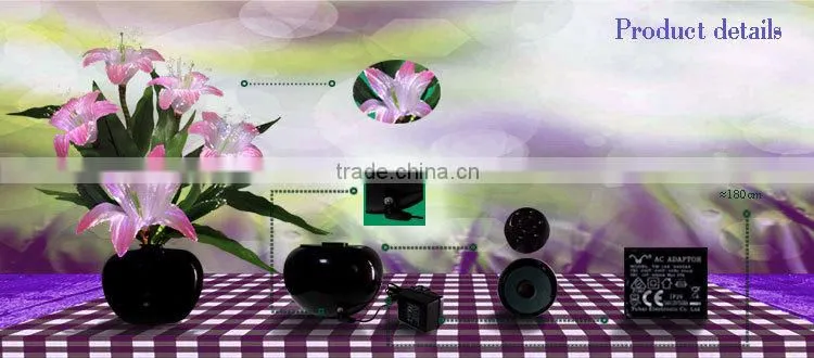Factory price wholesale LED lighted decorative fibers flower with vase
