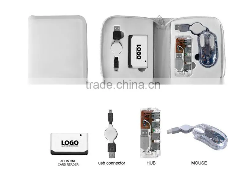 Christmas Promotional Gifts with Heahphone Mouse USB Hub Data Cable