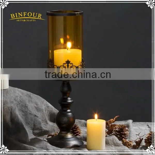 Morocco bronze candlestick vintage wrought iron glass home deco