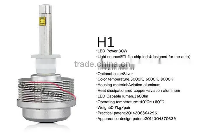 Speedlight Upgrade Version 30W 3600LM 2S LED Bulb For Car H1 LED Auto Headlight LED Car Lamp