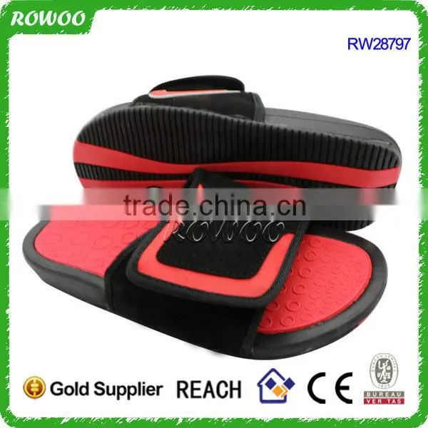Red Leather Mens PU Leather Slide Sandals