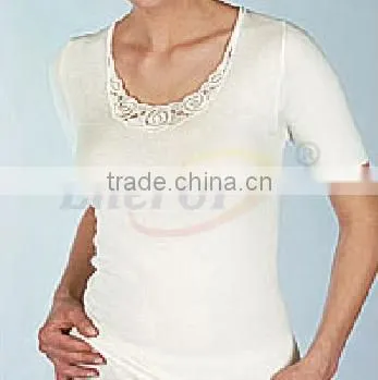 Round neck short sleeve Angora Wool Mens Thermal unerwear