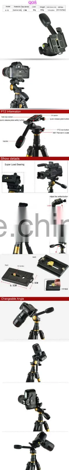 Heavy Duty 3D Q-08 Panoramic Head With Bubble Level For Camera