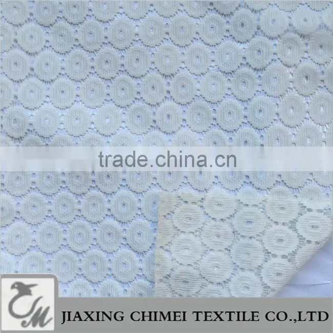circle shape jacquard white lace fabric