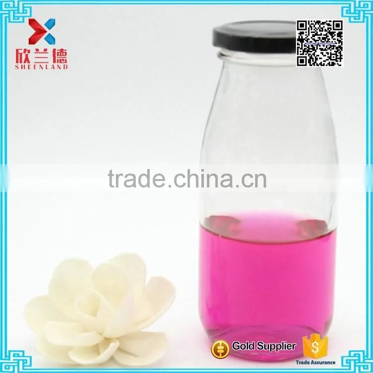 hot sale glass milk drinking bottle with metal tin lid wholesale