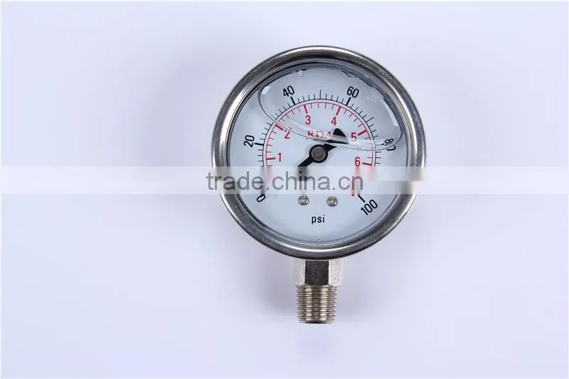 Hot sale High quality China clear 0-600 bar All stainless steel cheap pressure gauge