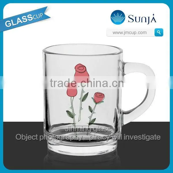 SH322 Cartoon Tulip series drinking cappuccino glass cup handle Cartoon Tulip coffee decorative glass cup