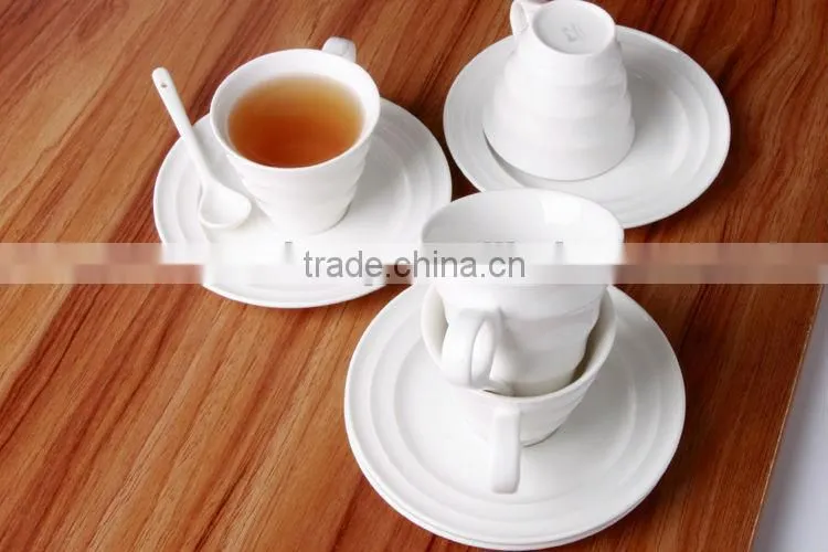 small ceramic coffee cup with stripe for restaurant