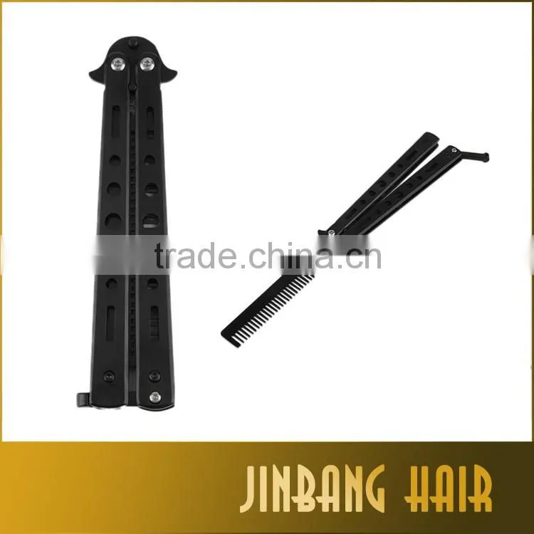 new design cheap price knife comb salon stainless steel mental trainer butterfly knife comb