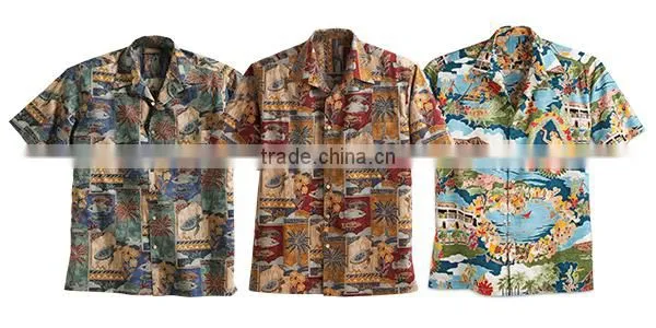 hawaiian style print linen coloured spots hawaiian shirt fabirc for hawaiian shirt