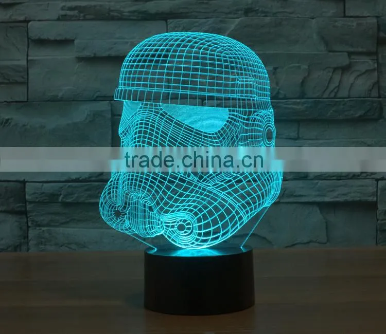 White knight shape USB + battery operated 3d acrylic illusion 7 color changing night light for children led magnetic lamp