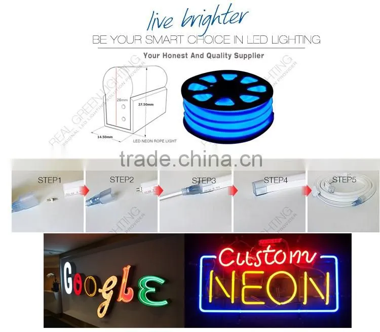 Blue LED Neon Rope Light Flexible blue Color Orange LED Neon Flex Rope Light