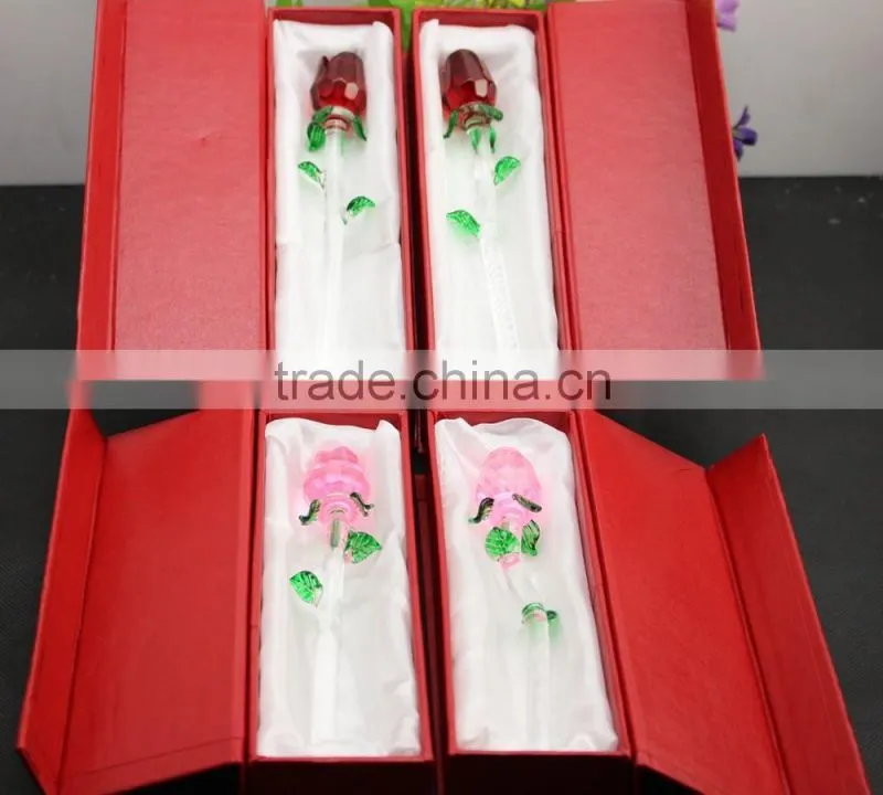 2016 Latest Design Romantic Crystal Rose Flower for Wedding Favors 160*25mm red /pink hot selling