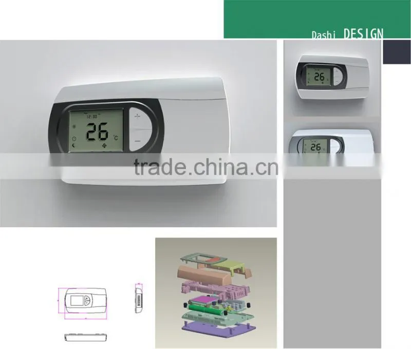 custom thermostat plastic enclosure with button and battery operation housing