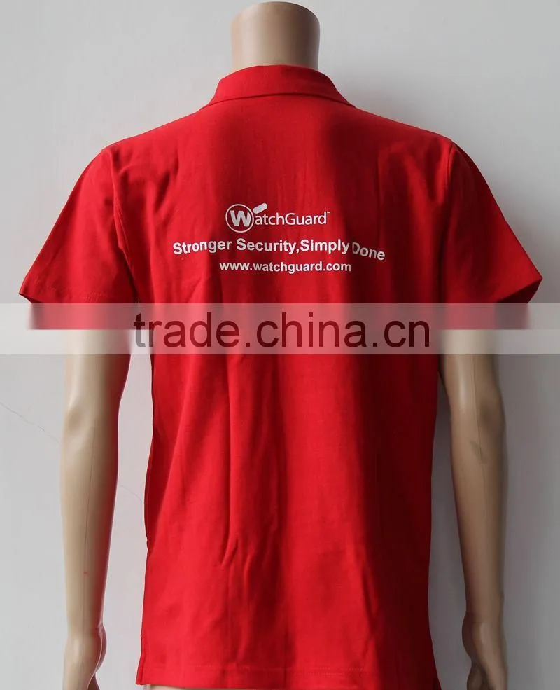 Custom Red Color polo t shirt with your own logo ,one color logo t shirt