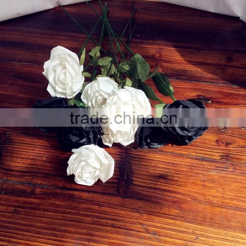 handmade paper rose, funeral decoration flower, black rose