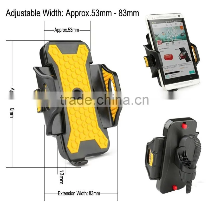 Universal Bike Bicycle Mobile Phone Handlebar Holder 53mm-83mm Adjustable Width with Cushion Mount Base for iPhone/Samsung/LG