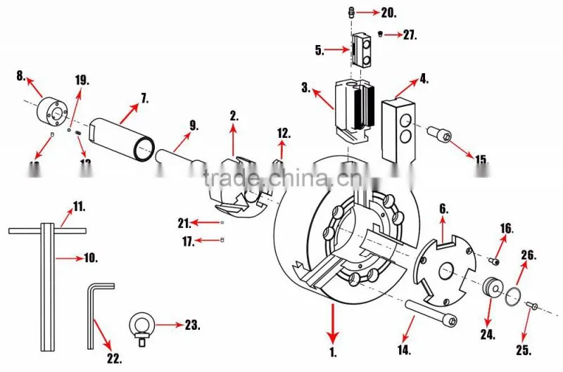 Standard 8 inch solid hydraulic power chuck for cnc woodworking lathe machine