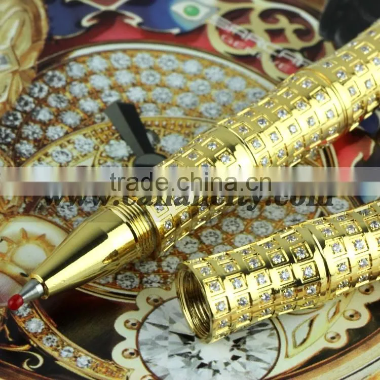 New design luxury 24k gold diamond pen