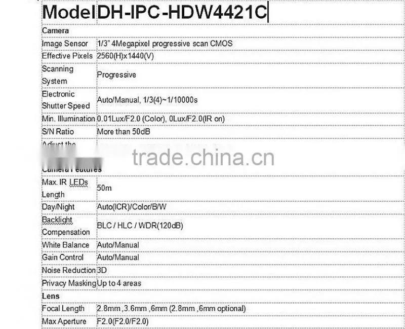 Original Dahua IPC-HDW4421C POE IR IP Camera 4MP Full HD Network security Dome Camera