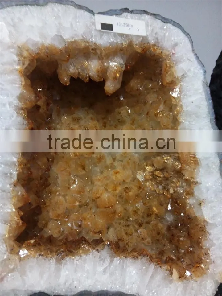 12.28kg Elegant Rare Citrine geodes for home decoration