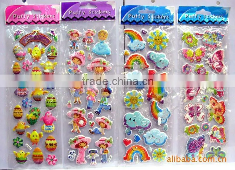 cat shape puffy sticker with sponge
