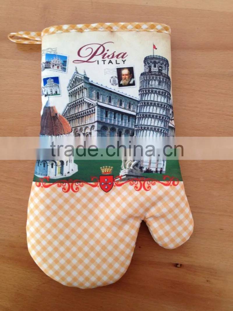 Digital printing photo printing 2 pcs kitchen set oven mitten and pot holder